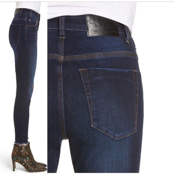 One X One Teaspoon Freebird II Distressed Skinny Jeans sz 25 in Indigo Dark Wash - Picture 1 of 10